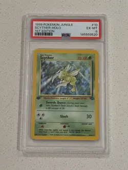 1999 Pokemon Jungle 1st Edition #10 Scyther - Holo PSA 6 EX-MT - Image 1