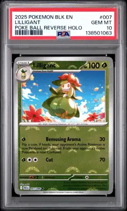 2025 Pokemon Lilligant 007/086 (Poke Ball) Holo- Black Bolt PSA 10 - Image 1