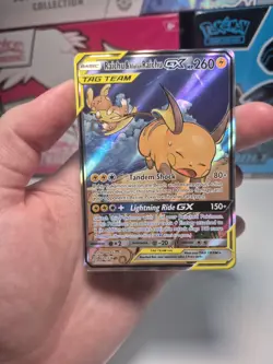 Raichu & Alolan Raichu GX #221/236 Alt Full Art Pokemon Unified Minds SM11 MP - Image 1
