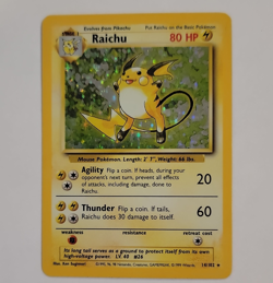 Pokemon Raichu Base Set 14/102 Holo Rare Stage 1, 1999 English - Image 1