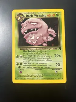 Dark Weezing 14/82 Holo Rare Team Rocket Pokemon Unlimited Holo MP Yoshida - Image 1