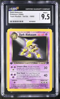 CGC 9.5 MINT+ Dark Alakazam Team Rocket 1st Edition 18/82 Pokemon Card - Image 1
