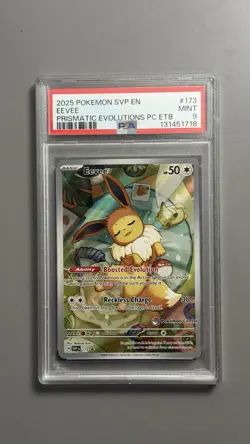 Eevee Pokemon Center Stamped ETB Promo 173 Prismatic Evolution PSA 9 - Image 1