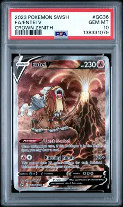 2023 POKEMON SWORD AND SHIELD CROWN ZENITH GG36 FULL ART/ENTEI V PSA 10 - Image 1