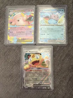 Lot Of 3 Pokemon Perfect Order Meowth Ex, Lapras Ex And Mega Clefable Ex - Image 1