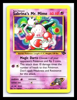 💥 SABRINA'S MR. MIME Non Holo Rare # 59/132 | GYM CHALLENGE | Pokemon 2000 TCG - Image 1
