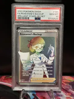 2022 Pokemon SWSH Brilliant Stars Secret Rare #180 FA/Roseanne's Backup PSA 10 - Image 1