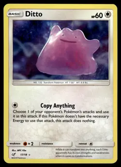 Ditto 17/18 Ultra Rare Detective Pikachu Pokemon Holo NM - Image 1