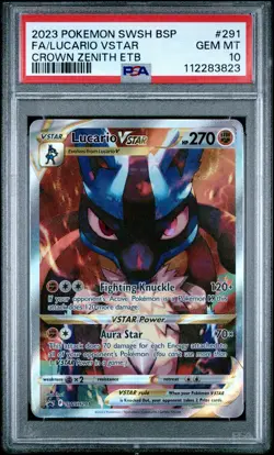 2023 Pokemon Swsh Black Star Promo #291 Lucario Vstar Crown Zenith ETB PSA 10. - Image 1