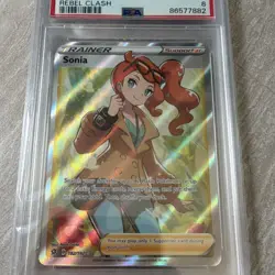Pokemon Sonia Full Art Ultra Rare Holo 192/192 Rebel Clash English PSA 8 - Image 3
