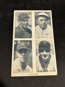 1936 Exhibit Supply Co. "4-on-1" Baseball Card Chicago Two Hall of Famers - Image 1