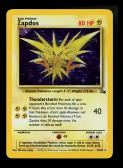 #5 Zapdos 15/62 Fossil 1999 Holo Rare WOTC Pokemon Card TCG - Image 1