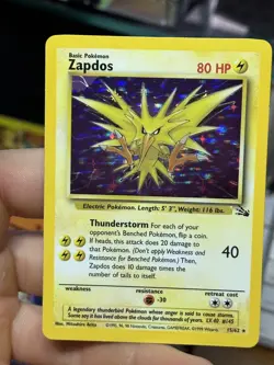 #5 Zapdos 15/62 Fossil 1999 Holo Rare WOTC Pokemon Card TCG - Image 4