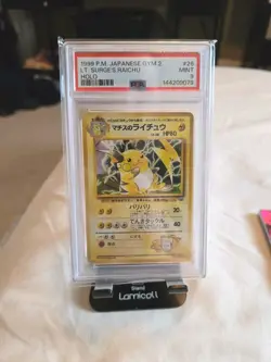 1999 POKEMON JAPANESE GYM 2 #26 LT. SURGE'S RAICHU-HOLO PSA 9 Vintage TCG Card - Image 1