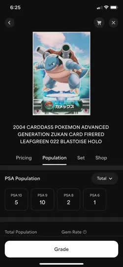 PSA 8 2004 CARDDASS POKEMON ADVANCED GENERATION ZUKAN CARD BLASTOISE #022 - Image 3