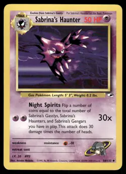 Pokemon Cards Sabrina's Haunter 58/132 Gym Heroes Uncommon NM - Image 1