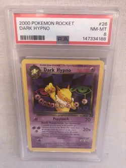 PSA 8 WOTC 2000 Team Rocket Unlimited Dark Hypno 26/82 Non Holo Rare Card NM-MT - Image 1
