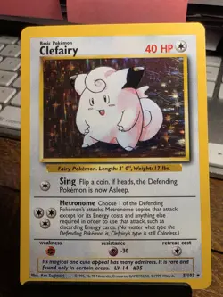 1999 Pokemon TCG Clefairy 5/102 Base Set Holo Rare Card Vintage WOTC MP+ Lp- - Image 1