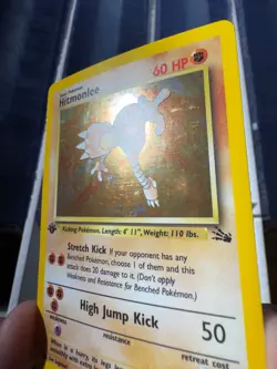 Hitmonlee 7/62 1st Edition Holo Rare Fossil Pokemon Card - Image 4