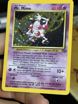 #3 HOLOBLEED Mr. Mime 6/64 Jungle 1999 Holo Rare WOTC Pokemon Card TCG - Image 1
