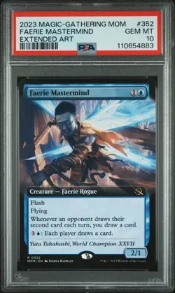 2023 MTG MARCH OF THE MACHINE EXTENDED ART #352 FAERIE MASTERMIND PSA 10 - Image 1