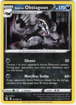 Galarian Obstagoon (Cosmos Holo) 161/264 Misc Products Pokemon NM - Image 1