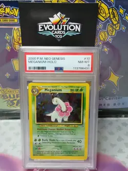 Pokemon TCG PSA 8 Meganium Neo Genesis 2000 Unlimited Holo Rare 10/111 - Image 1