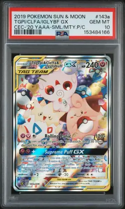 2019 POKEMON SUN & MOON COSMIC ECLIPSE TOGEPI & CLEFFA & IGGLYBUFF GX PSA 10 - Image 1