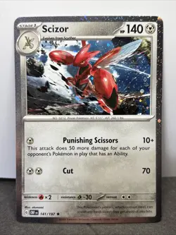 Scizor Cosmos Holo Rare 141/197 Obsidian Flames Promo Pokemon TCG SV03 NM - Image 1