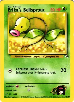 Pokemon TCG Erika's Bellsprout 76/132 Gym Heroes Unlimited Common LP/MP - Image 1