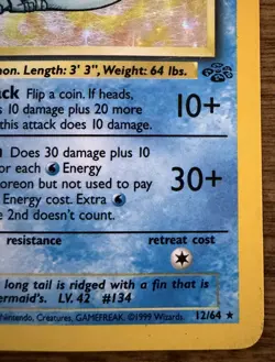 Pokemon Vaporeon Holo Rare Jungle 12/64 Vintage 1995 96 98 LP - Image 5