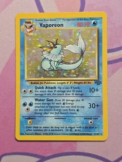 Pokemon Vaporeon Jungle Holo Rare Unlimited 80 HP 12/64 English Card MP - Image 1
