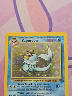Pokemon Vaporeon Jungle Holo Rare Unlimited 80 HP 12/64 English Card MP - Image 2