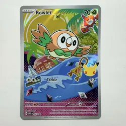 Pokemon TCG First Partner Illustration Rowlet Black Star Promo Card NM - Image 1