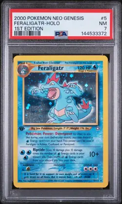 Pokemon Card Feraligatr 1st Edition 5/111 Neo Genesis 2000 Holo Vintage PSA 7 - Image 3