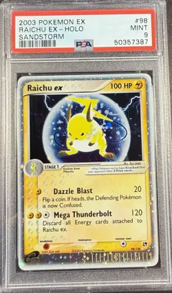 2003 Pokemon EX Sandstorm 98 Raichu EX Holo PSA 9 Mint - Image 1