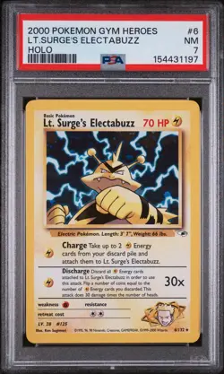 Pokemon TCG Lt. Surge’s Electabuzz Holo PSA 7 Pokemon Gym Heroes Trainer Rare #6 - Image 1