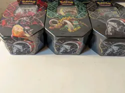 Pokemon Paldean Fates Tins Set Of 3!Sealed! Charizard Iron Treads Great Tusk - Image 1