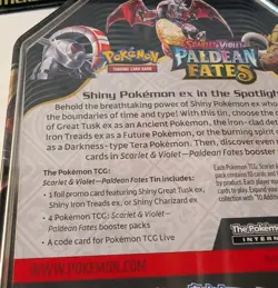 Pokemon Paldean Fates Tins Set Of 3!Sealed! Charizard Iron Treads Great Tusk - Image 5