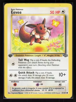 Eevee 1st Edition Common Pokemon Jungle 51/64 HP/DMG - Image 1