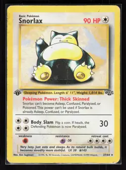 Snorlax (27) 1st Edition Rare Pokemon Jungle 27/64 HP - Image 1