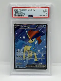 PSA 9 2025 Pokemon Ultra Rare Keldeo EX 159/086 Sv: White Flare Holo - Image 1