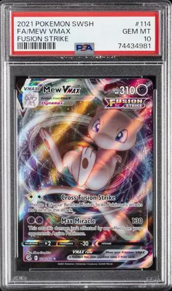 2021 POKEMON SWORD & SHIELD FUSION STRIKE #114 FULL ART/MEW VMAX PSA 10 - Image 1