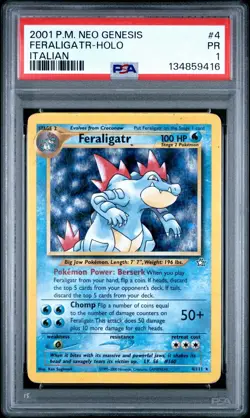 PSA 1 Feraligatr 4/111 Holo Foil Neo Genesis 2001 Pokemon “Italian” WoTC PR - Image 1