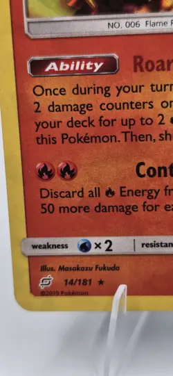 2019 POKEMON 14/181 SUN & MOON CHARIZARD HOLO TEAM UP CRACKED ICE - Image 5