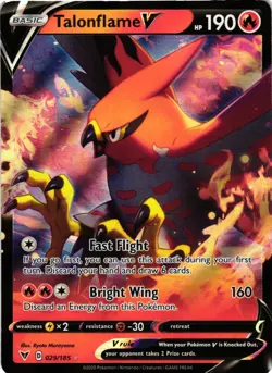 TALONFLAME V 029/185 HOLO V RARE VIVID VOLTAGE POKEMON NM - Image 1
