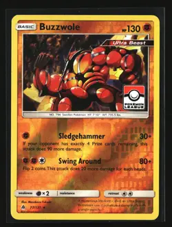 Pokemon BUZZWOLE 77/131 Reverse Holo League Promo (SM Forbidden Light) LP/Light - Image 1