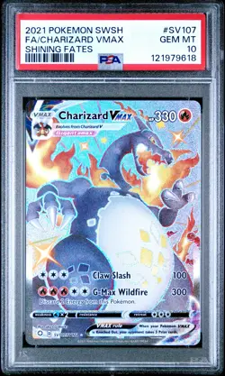 2021 POKEMON SWORD & SHIELD SHINING FATES #SV107 FULL ART/CHARIZARD VMAX PSA 10 - Image 1