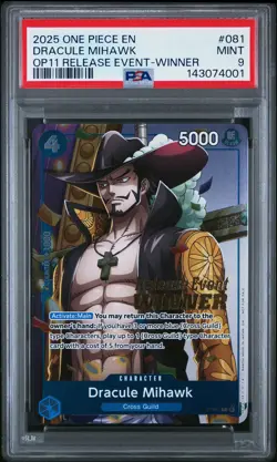 Dracule Mihawk 081 A Fist Of Divine Speed Release Event-winner One Piece PSA 9 - Image 1