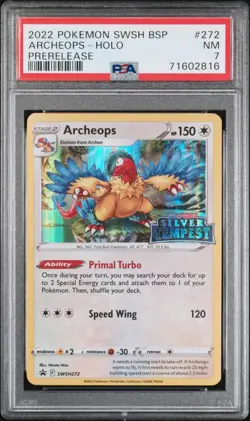 2022 POKEMON SWSH BLACK STAR PROMO PRERELEASE #272 ARCHEOPS-HOLO PSA 7 - Image 1